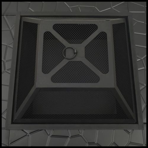 vidaXL Fire Pit With Poker 79x79x46.5 cm XXL Steel vidaXL