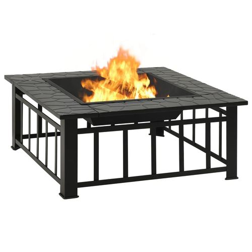 vidaXL Fire Pit With Poker 79x79x46.5 cm XXL Steel vidaXL