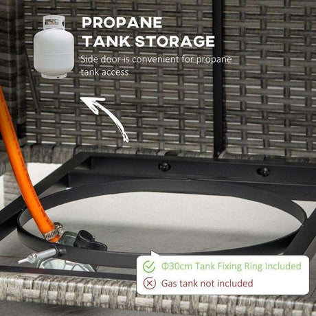 Outsunny Gas Fire Pit Table - Rain Cover, Windscreen & Lava Stone Outsunny