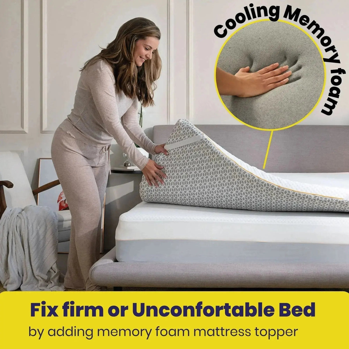 Brightr Sleep Mattress Topper with Cooling Memory Foam for a Comfortable Sleep Experience