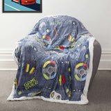 Olivia Rocco Fleece Duvet Set in a vibrant design with gaming motifs for a fun bedroom decor