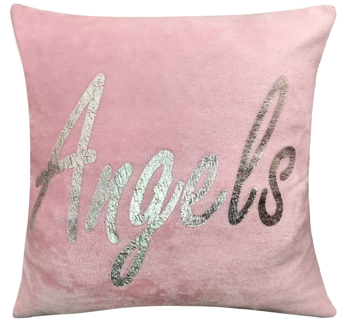 OLIVIA ROCCO Fleece Duvet Set in Soft Pink with Silver Angels Print for a Luxurious Bedroom Look
