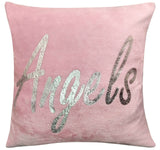 OLIVIA ROCCO Fleece Duvet Set in Soft Pink with Silver Angels Print for a Luxurious Bedroom Look