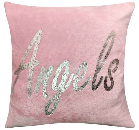 OLIVIA ROCCO Fleece Duvet Set in Soft Pink with Silver Angels Print for a Luxurious Bedroom Look