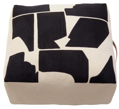 Orsina Floor Cushion in Black and Cream with Geometric Pattern for Stylish Seating