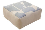 Orsina Floor Cushion with Geometric Pattern in Soft Blue and Cream for Stylish Home Decor