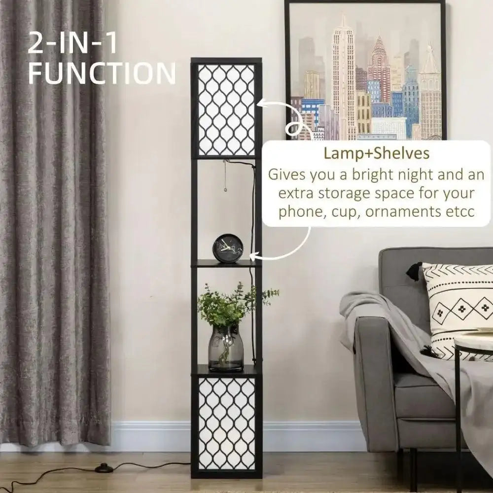 Floor Lamp with Shelves, 2 Light, Modern Standing Lamps for Living Room Bedroom Unbranded