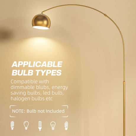 Elegant Wise Galleria Floor Lamp with curved design, compatible with various bulb types for versatile lighting