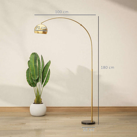 Stylish Wise Galleria Floor Lamp with an elegant arc design and a gold finish in a modern interior