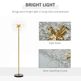 Wise Galleria Floor Lamp with eight bulbs and silver sparkling crystal design for bright living room light