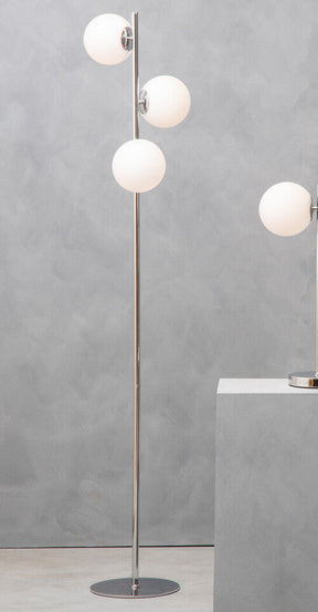 Orsina Floor Lamp with four globes on a sleek chrome stand for modern illumination