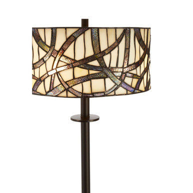 Orsina Floor Lamp with a Stained Glass Shade featuring an Artistic Pattern for Stylish Lighting