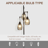 Wise Galleria Floor Lamp with three decorative shades, compatible with halogen and LED bulbs