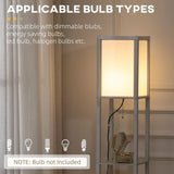HOMCOM Shelf Floor Lamp with Dual Light, for Living Room, Bedroom, White HOMCOM