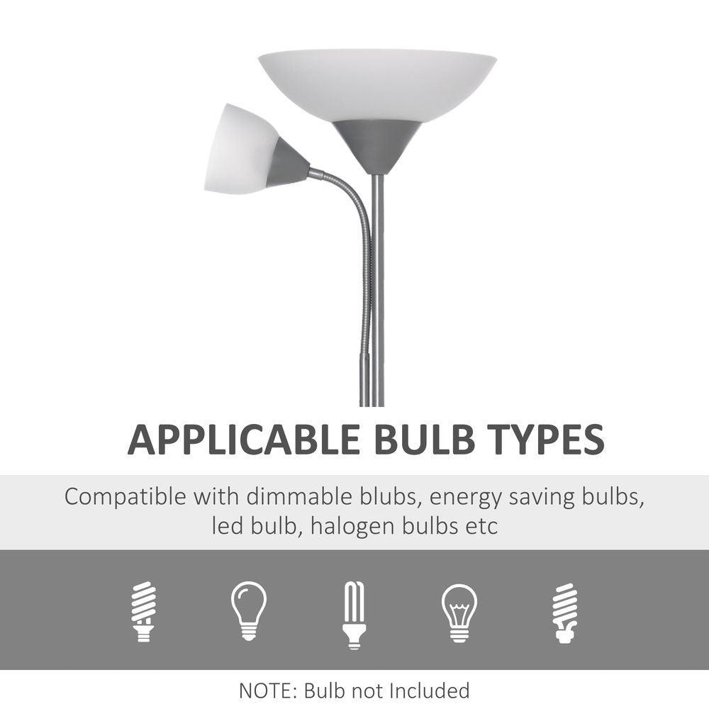HOMCOM Modern Metal Dual-Head Floor Lamp HOMCOM