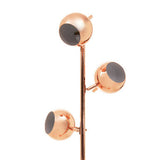 Orsina Floor Lamp with three spherical shades in polished copper finish, stylish and modern design