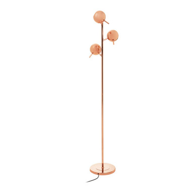 Orsina Floor Lamp with three spherical shades and a sleek copper finish for modern interiors