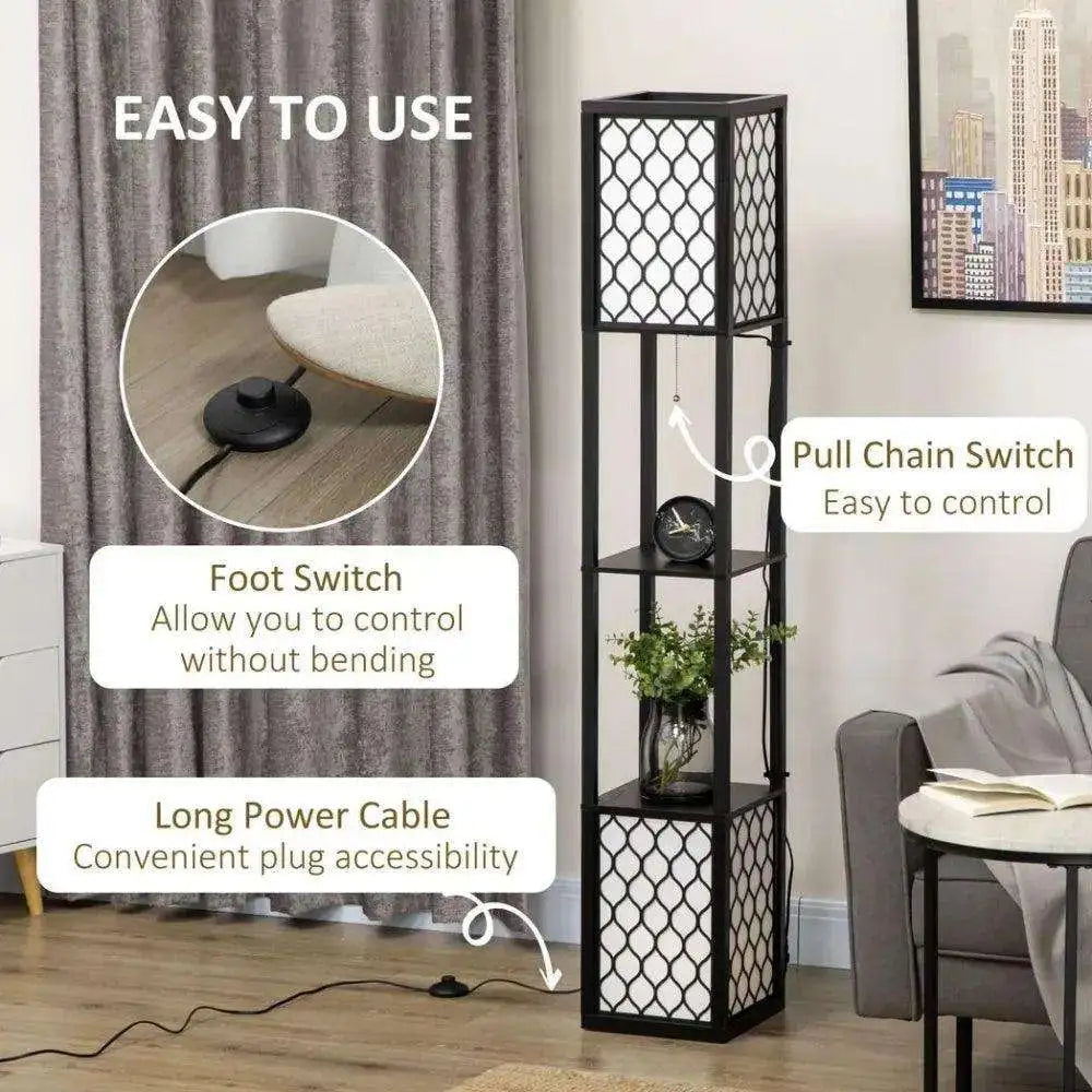 Floor Lamp with Shelves, 2 Light, Modern Standing Lamps for Living Room Bedroom Unbranded