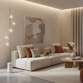 Abira Nickel And White Marble Floor Lamp Orsina