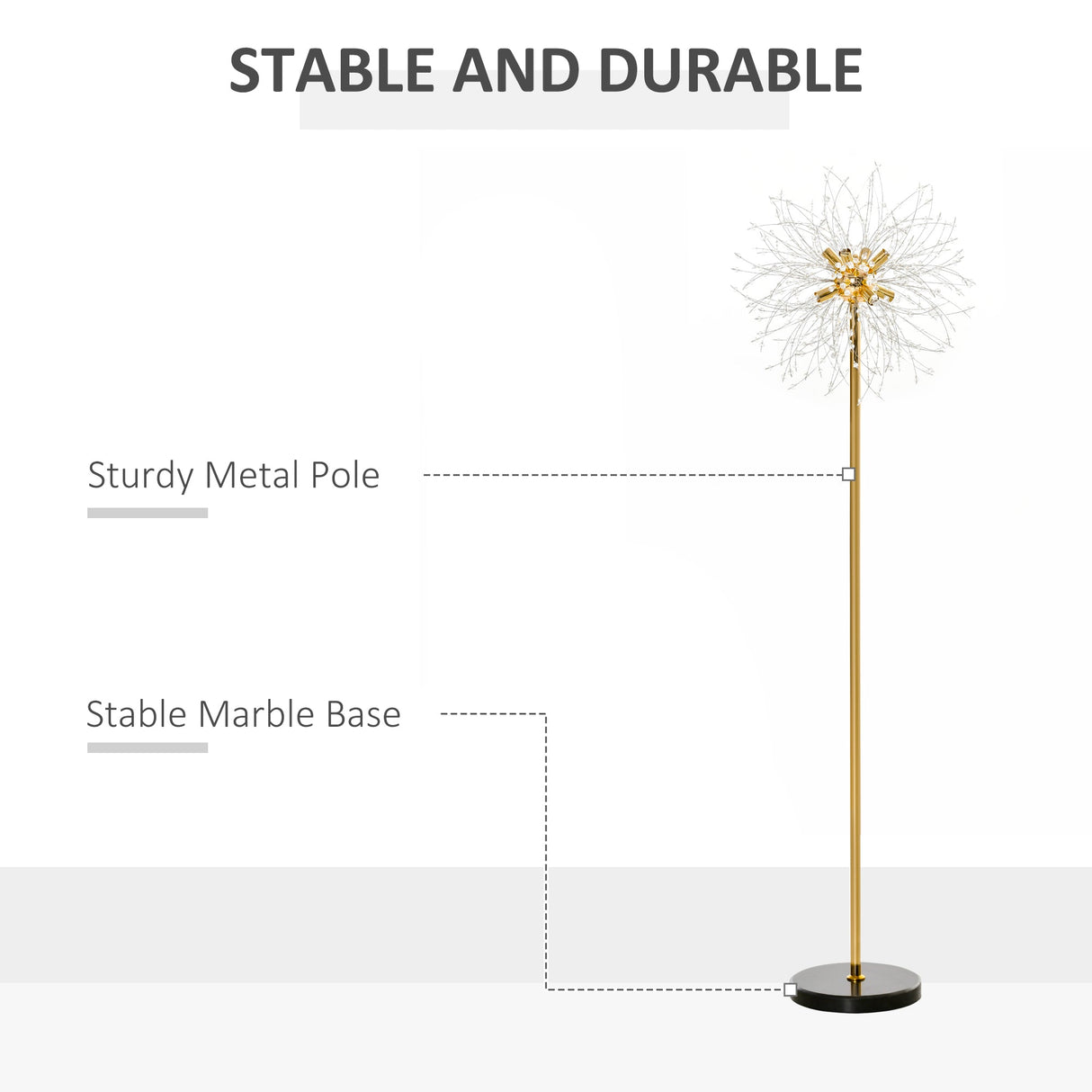 Wise Galleria Floor Lamp with sturdy metal pole and stable marble base for modern home decor