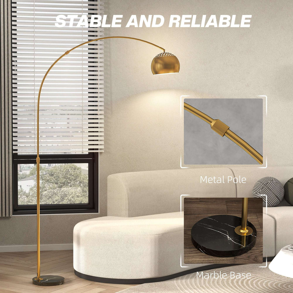 Wise Galleria Floor Lamp with Metal Pole and Marble Base for Stable and Reliable Lighting