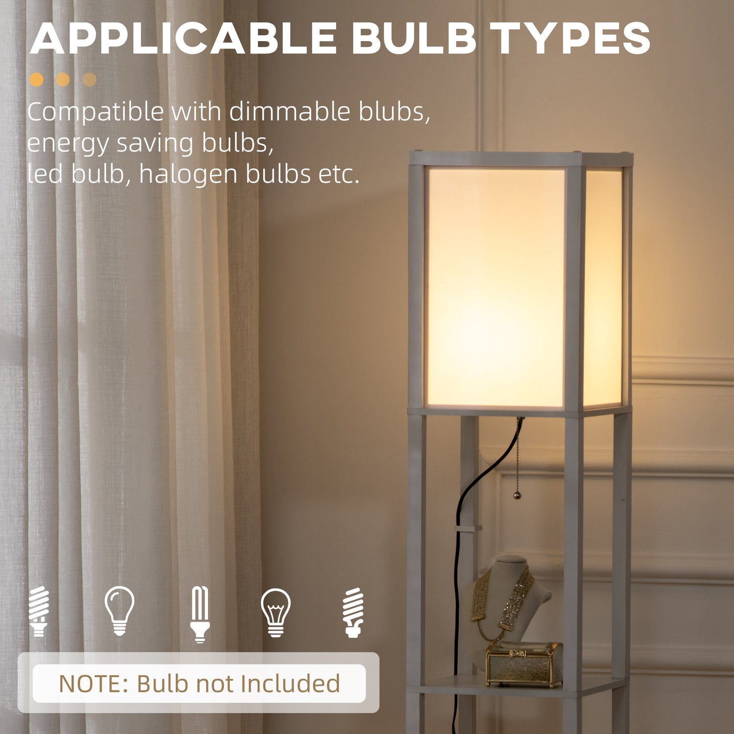 Modern floor lamp compatible with dimmable and energy-saving bulbs for elegant lighting
