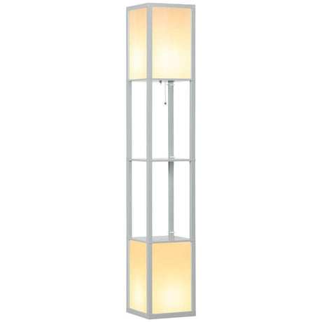 HOMCOM Shelf Floor Lamp with Dual Light, for Living Room, Bedroom, Black HOMCOM