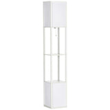 HOMCOM Shelf Floor Lamp with Dual Light, for Living Room, Bedroom, White HOMCOM