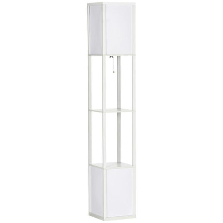 HOMCOM Shelf Floor Lamp with Dual Light, for Living Room, Bedroom, White HOMCOM