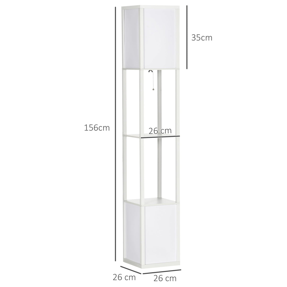 Wise Galleria white floor lamp with four shelves for stylish home lighting and storage