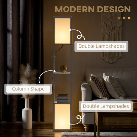 Wise Galleria modern floor lamp with column shape and double lampshades for stylish lighting
