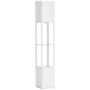 Stylish white floor lamp with bookshelf shelves for modern living spaces