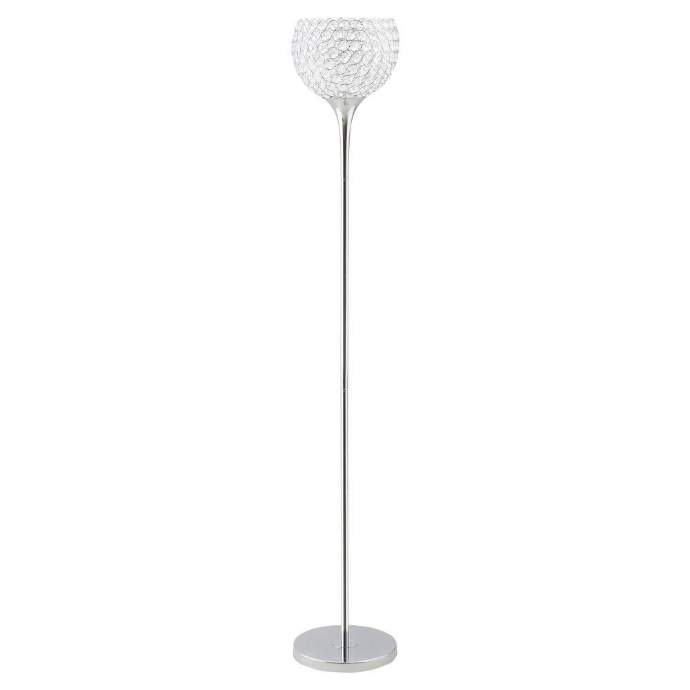 Floor Lamp with K9 Crystal Lampshade, E27 Bulb Switch Silver Lampshade HOMCOM