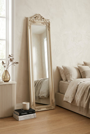 Orsina Elegant Floor Mirror with Ornate Frame Perfect for Bedroom Decor