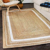 Nisu Home Natural Floor Rug with Subtle White Stripes, Perfect for Cozy Living Spaces
