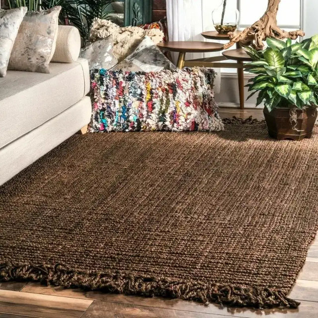 Nisu Home Natural Brown Floor Rug Adding Warmth and Texture to a Living Room Setting