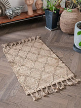 Nisu Home Natural Floor Rug with Tassels and Textured Pattern for Stylish Home Decor