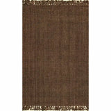 Nisu Home Brown Floor Rug with Fringed Edges for Home Decor and Comfort