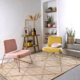 Nisu Home Natural Floor Rug in a Modern Living Room Setting with Stylish Chairs
