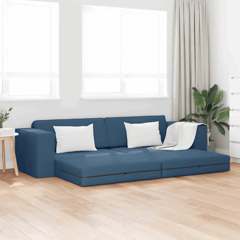 vidaXL Floor Sofa Bed Light grey 245 x 78 x 77 cm Fabric Blue vidaXL