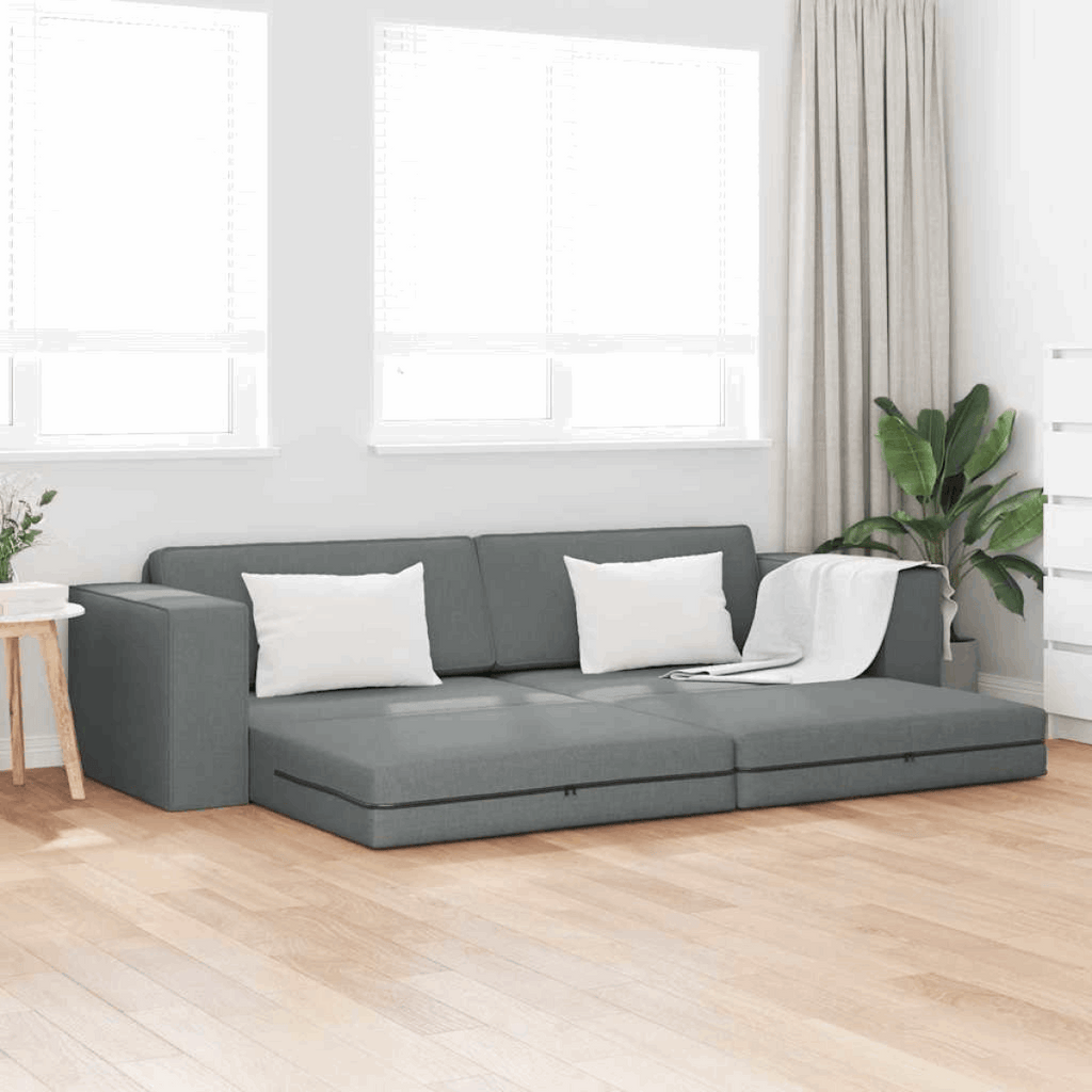 vidaXL Floor Sofa Bed Light grey 245 x 78 x 77 cm Fabric Dark grey vidaXL
