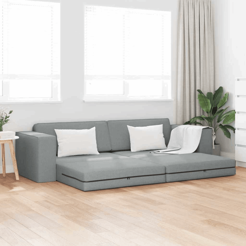 vidaXL Floor Sofa Bed Light grey 245 x 78 x 77 cm Fabric Light grey vidaXL