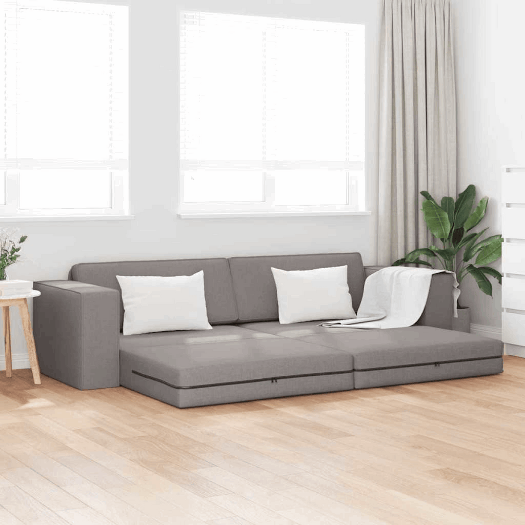 vidaXL Floor Sofa Bed Light grey 245 x 78 x 77 cm Fabric Taupe vidaXL