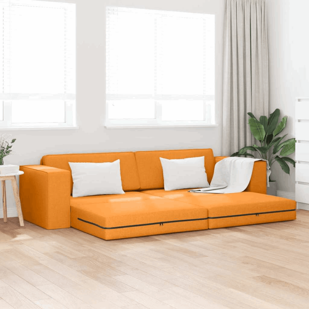 vidaXL Floor Sofa Bed Light grey 245 x 78 x 77 cm Fabric Dark yellow vidaXL