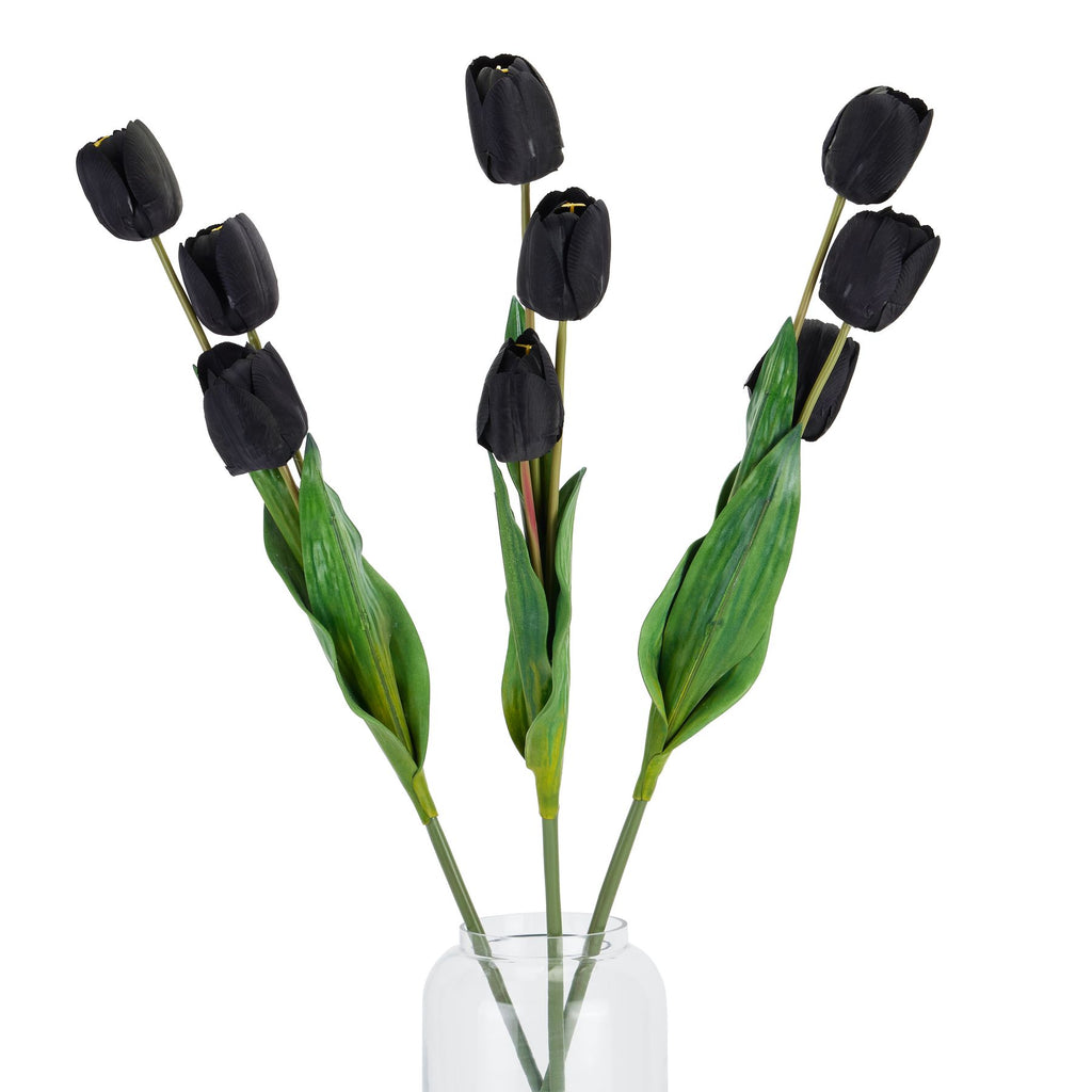 Shades 4 Seasons Triple Tulip Stem - Lifelike Black Shades 4 Seasons