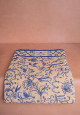 Floral Design Casa by Josephine Jenno Cotton Tablecloth in Light Blue and Cream for Elegant Dining