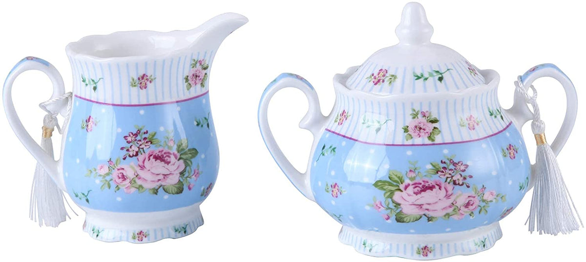 Elegant porcelain Sugar Bowl with floral design from London Boutique Lifestyle for tea sets