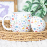 Egg Shaped Mug with Colorful Floral Pattern - Cute Ceramic Cup N/A