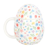 Egg Shaped Mug with Colorful Floral Pattern - Cute Ceramic Cup N/A