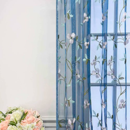 Black Ant Floral Tulle Curtain Sheer Decorative Drapes Black Ant